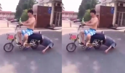 Giật mình với kiểu đi xe đạp điện thách thức tử thần